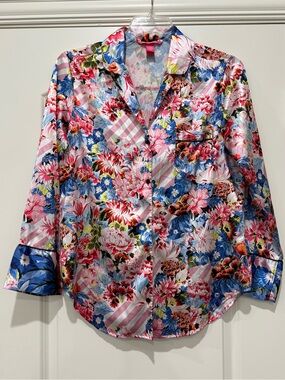 Victoria’s Secret MARY KATRANTZOU Satin Floral Pajama Top Medium